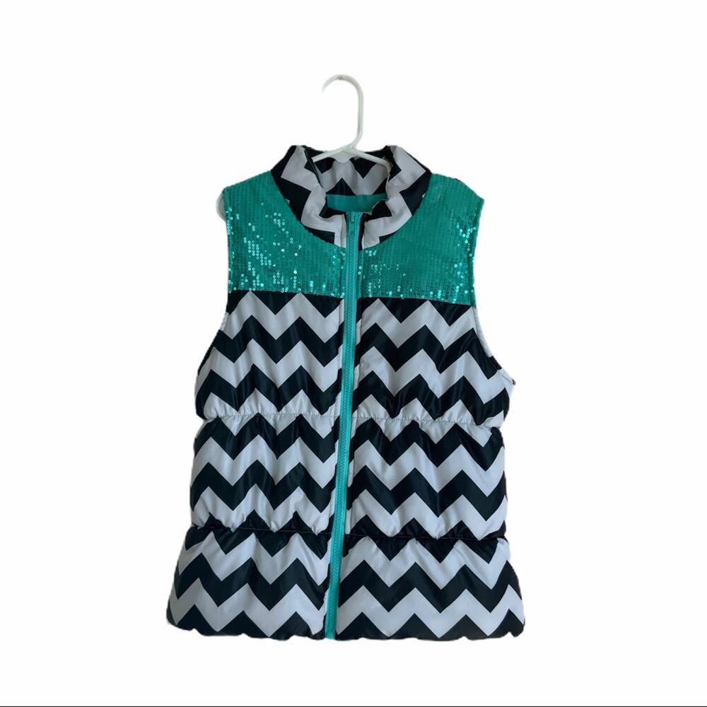 Girls Self Esteem Puffer Vest Black Multi Size XL